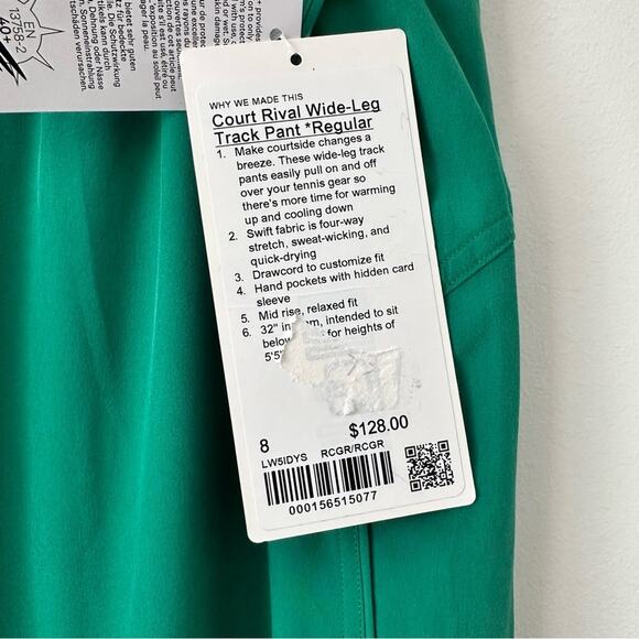 Lululemon Court Rival Wide Leg Track Pant Size 8 Regular Raceway Green NWT - Picture 6 of 8